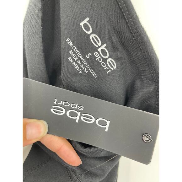 Bebe Sport Black Mesh Pocket Capri Workout Pants Leggings Womens NEW Small - Picture 5 of 8